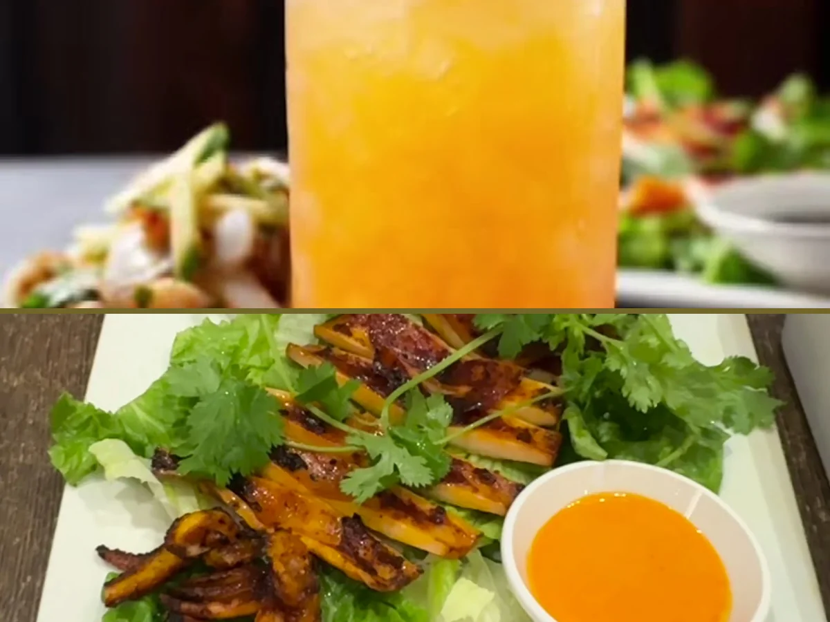 Seafood dishes on a casual dining table.